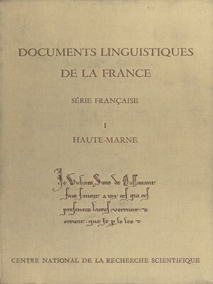 cover image of Documents linguistiques de la France, série française, 1